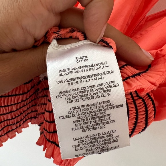 Orange polyester fancy top with ties size XS - Picture 4 of 5